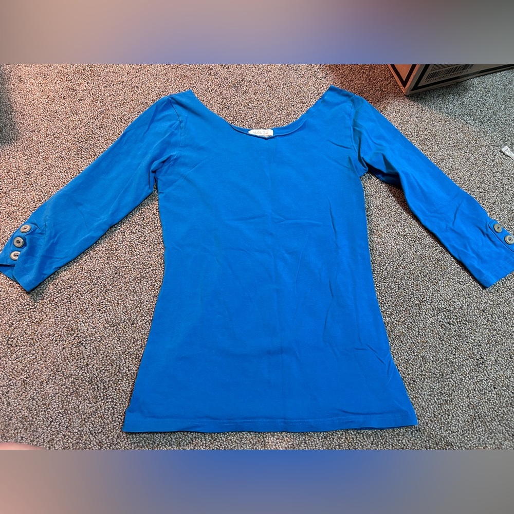 Matilda Jane Blue Fitted 3/4 Sleeve Blouse Size Medium